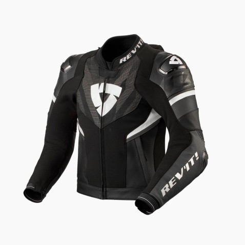 Tuta moto pelle Intera Rev'it Argon Nero Neon Rosso