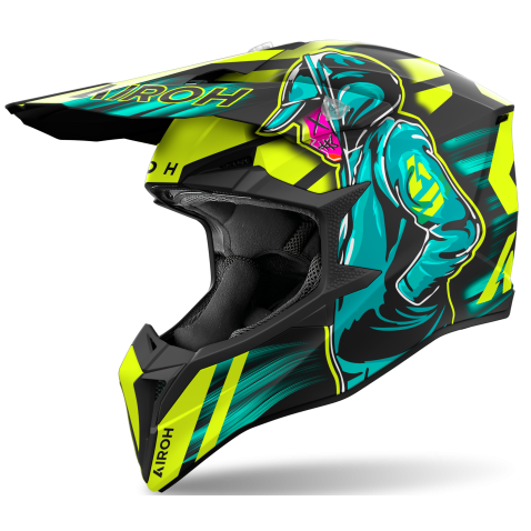 Casco Moto Cross Airoh Wraaap Cyber Giallo 