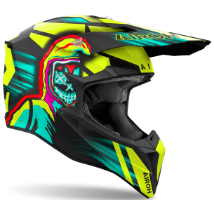 Casco Moto Cross Airoh Wraaap Cyber Giallo  2