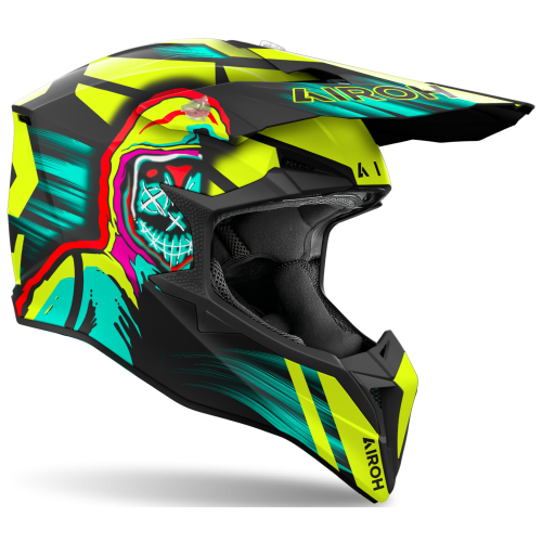 Casco Moto Cross Airoh Wraaap Cyber Giallo 