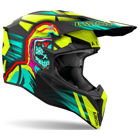 Casco Moto Cross Airoh Wraaap Cyber Giallo 