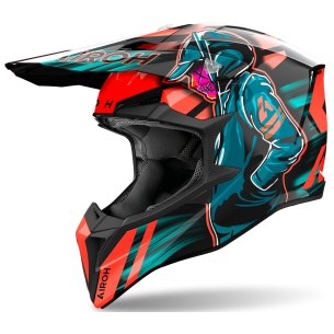 Casco Moto Cross Airoh Wraaap Cyber Arancio