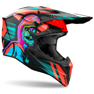 Casco Moto Cross Airoh Wraaap Cyber Arancio 2