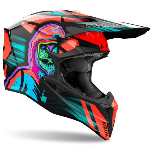 Casco Moto Cross Airoh Wraaap Cyber Arancio