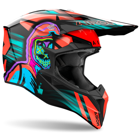 Casco Moto Cross Airoh Wraaap Cyber Arancio Casco Moto Cross Airoh Wraaap Cyber Arancio