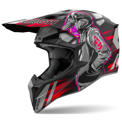 Casco Moto Cross Airoh Wraaap Cyber Rosso