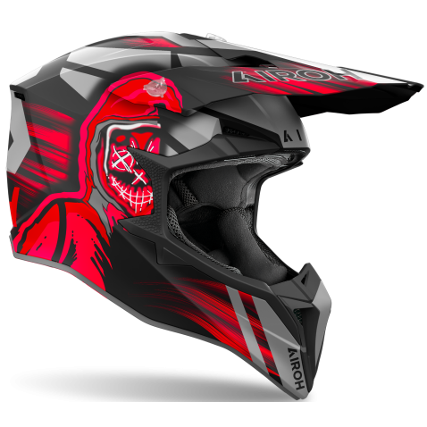 Casco Moto Cross Airoh Wraaap Cyber Rosso