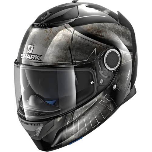 Casco Moto Integrale Shark Spartan Oplite in Fibra con Visierino Nero Cromato