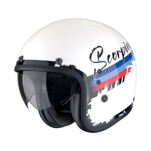 Casco Moto Jet Scorpion Belfast Evo Adonis Bianco-Rosso-Blu