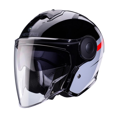 Casco Moto Caberg Jet Soho Zephyr Nero-Grigio-Rosso