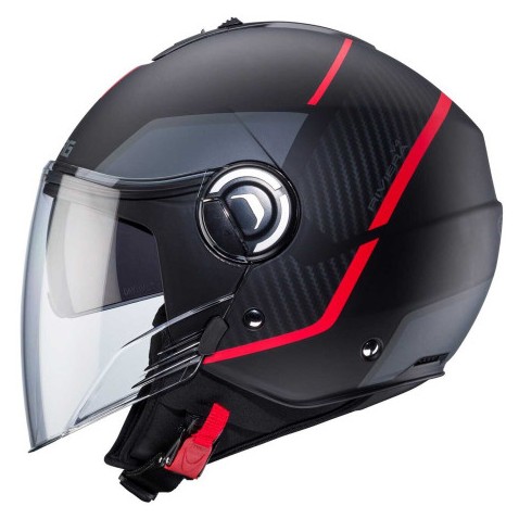 Casco Jet Caberg Riviera V4X Geo Matt Black-Red-Anthracite